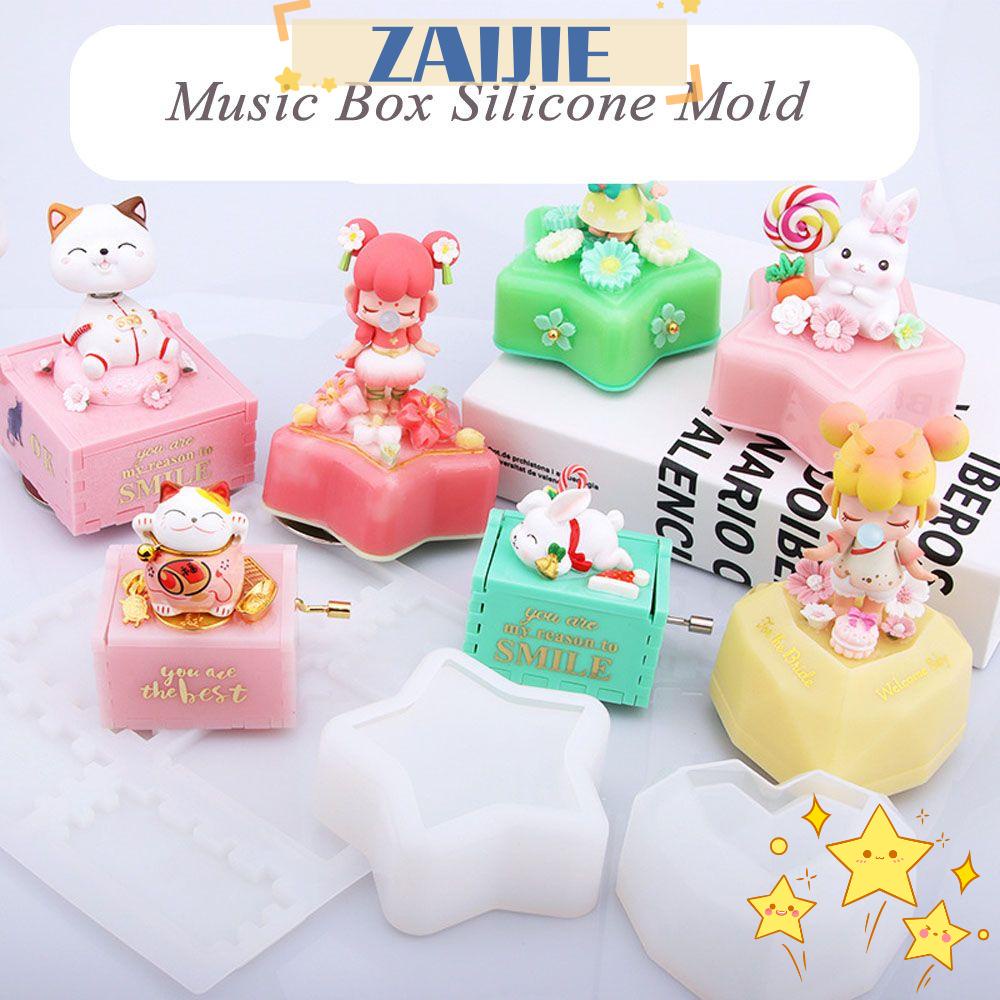 ZAIJIE24 Khuôn Silicone Làm Trang Sức Hình Hộp Nhạc