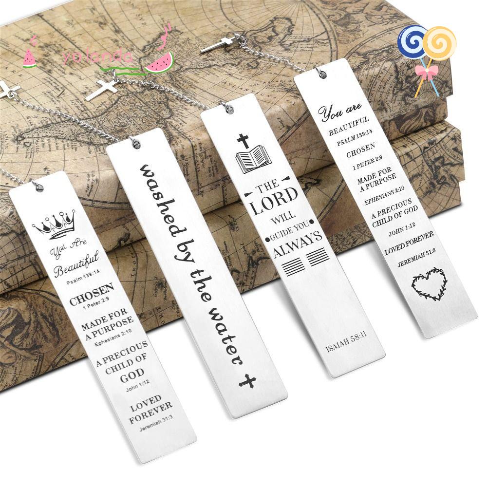 YOLA Set 4 Thẻ Đánh Dấu Trang Sách Bằng Thép Không Gỉ