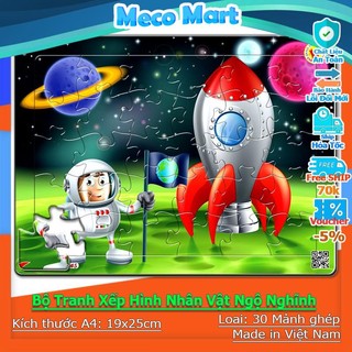 Bộ Tranh Ghép Hình Puzzle Nhân Vật Ngộ Nghĩnh -Size A4, 30 Mảnh Ghép, Đồ Chơi An Toàn Cho Bé, Đồ Chơi MECO MART