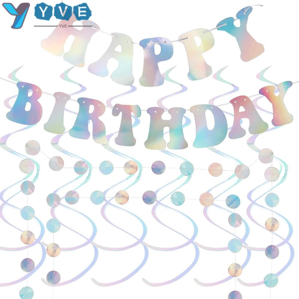 YVE Biển Hiệu Hình Tròn In Hình Cờ Sinh Nhật Dễ Thương