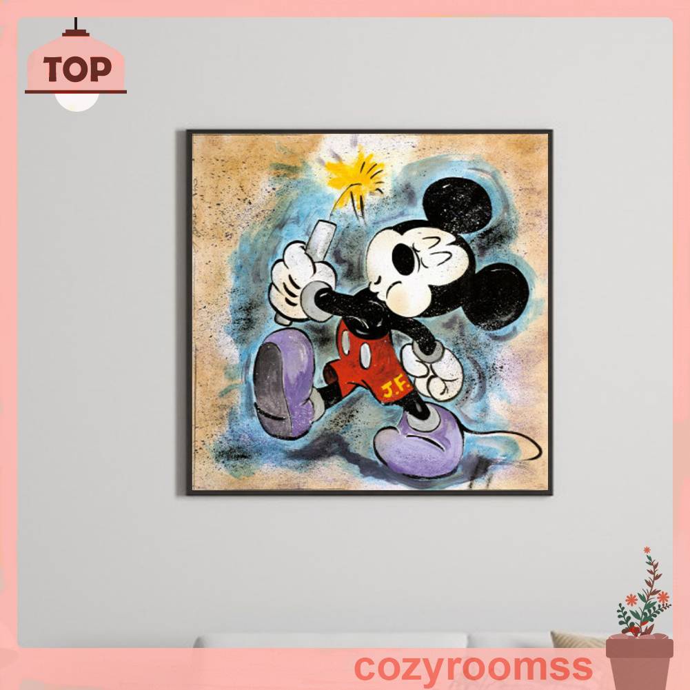 Bộ Tranh Đính Đá 5D Họa Tiết Hoạt Hình Mickey Độc Đáo DIY Dùng Trang Trí Nhà Cửa