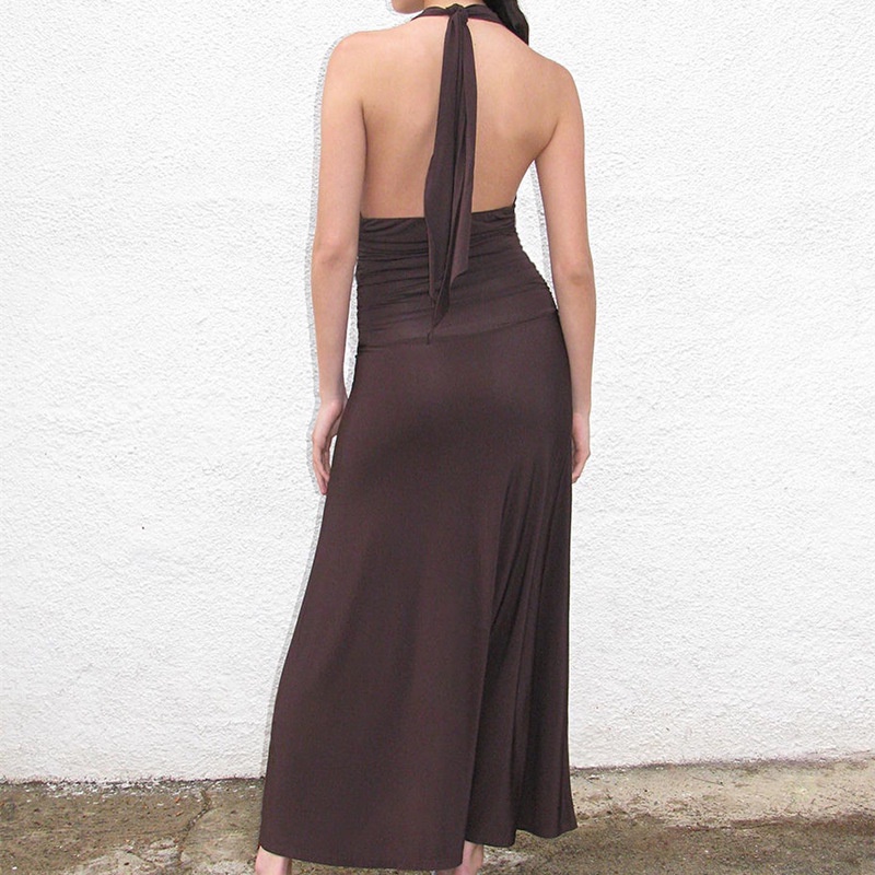 Đầm Cổ Yếm Hở Lưng Dáng Ôm Thời Trang Mùa Hè 2023 Cho Nữ