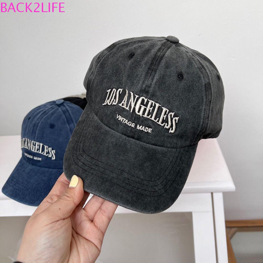 BACK2LIFE Mũ Lưỡi Trai Thêu Chữ Los Angeles Phong Cách Hàn Quốc Thời Trang Cho Nam Nữ