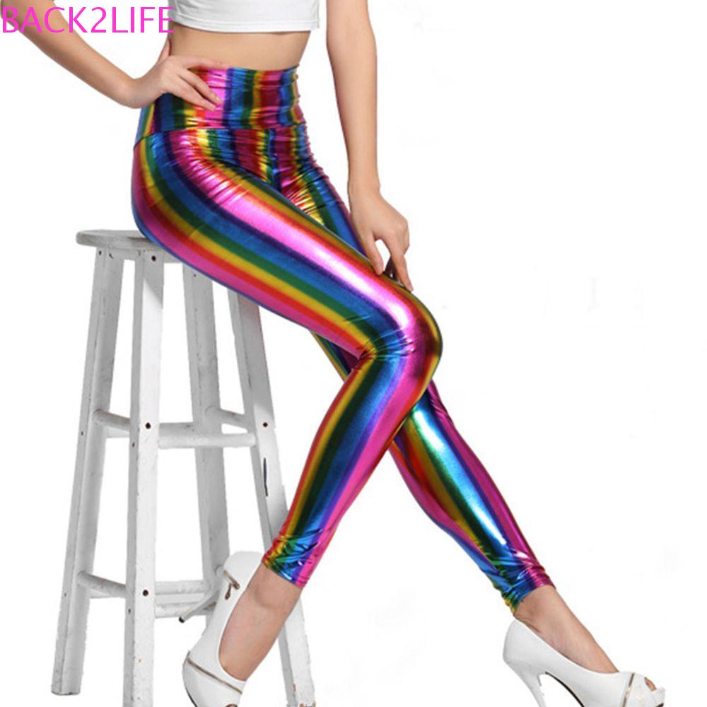 BACK2LIFE Quần Legging Sọc Cầu Vồng Hóa Trang