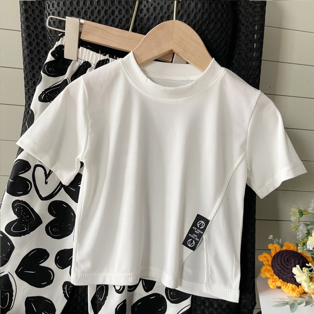 Áo Thun Tay Ngắn Cổ Tròn Màu Sắc Kẹo Ngọt Thời Trang Mùa Hè Dành Cho Bé Gái 80-140CM