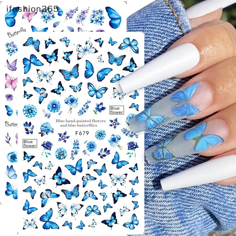Sticker Dán Trang Trí Móng Tay Hình Bướm Và Hoa Thời Trang ifashion365