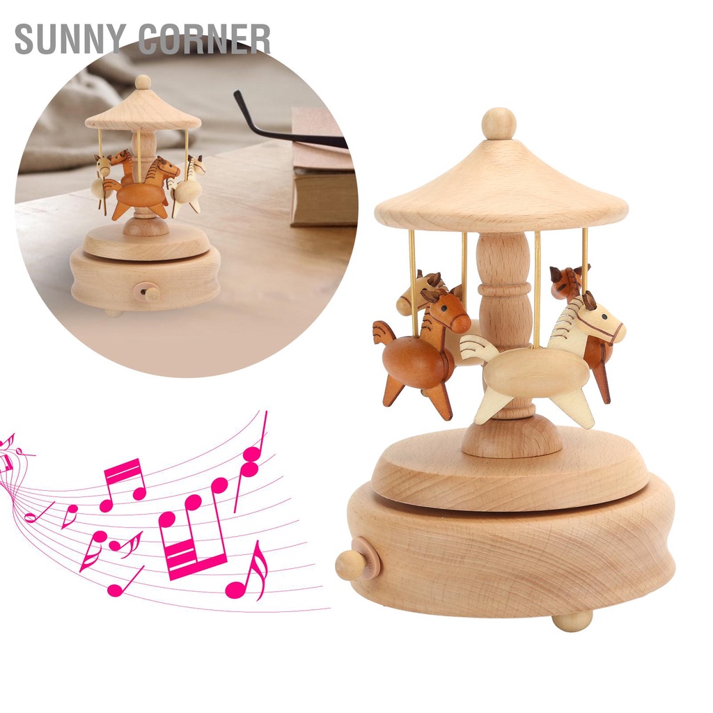 Sunny corner Có hàng sẵn Hộp Nhạc Dễ Thương Xoay Bằng Gỗ Thủ Công Quà Tặng Sinh Nhật Trang Trí Nhà Cửa