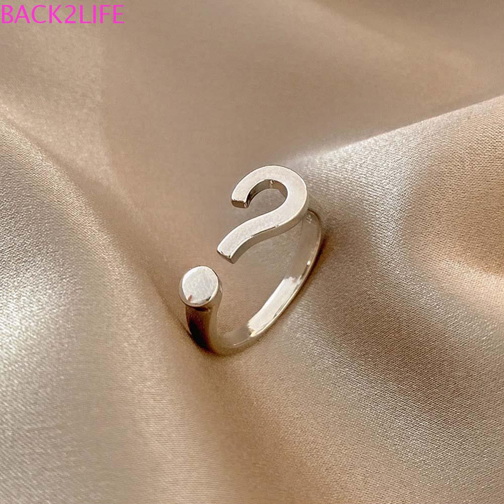 BACK2LIFE Nhẫn Mạ Bạc Có Thể Điều Chỉnh Kích Cỡ Phong Cách Hàn Quốc Dành Cho Nữ