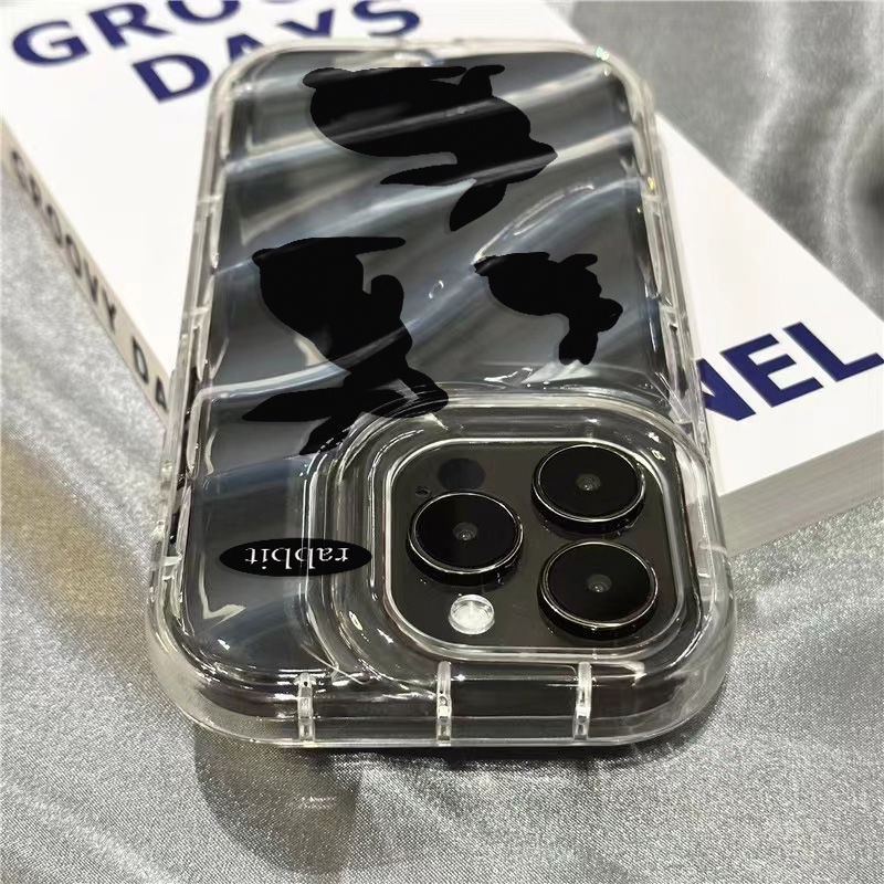 Ốp Điện Thoại Dẻo Trong Suốt Họa Tiết Chú Thỏ Đen Dễ Thương Cho iPhone14promax xr 460B 8 1312 / 11plus 7sins / / 14