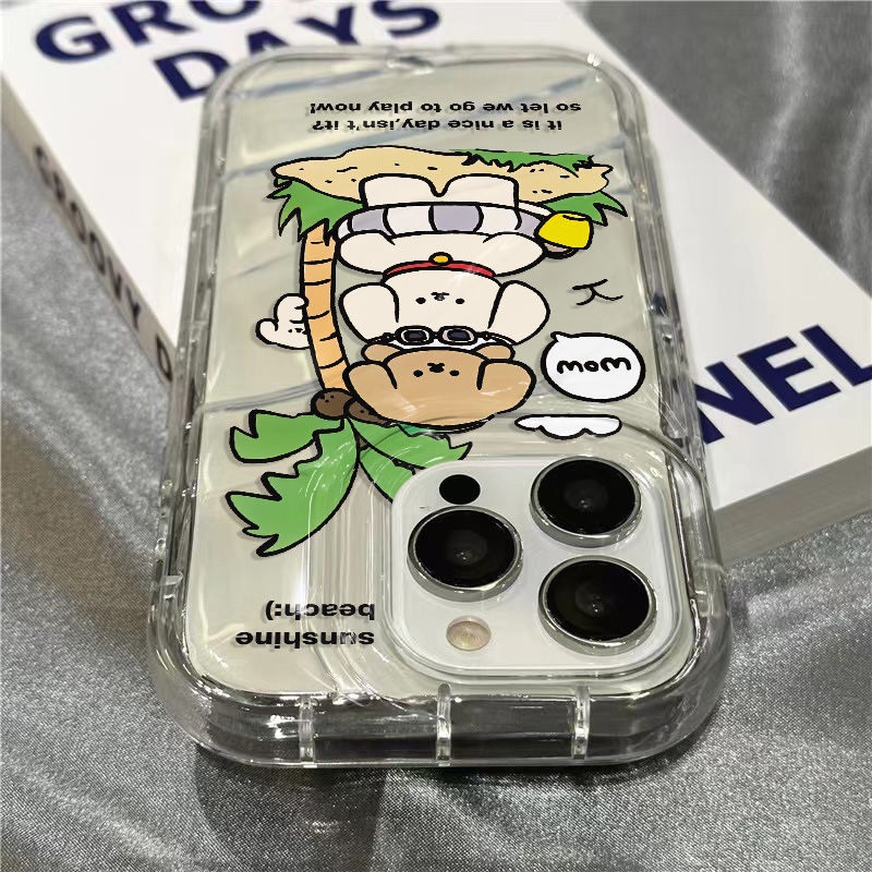 Ốp Điện Thoại Mềm Trong Suốt In Họa Tiết Cây Dừa / Cún Cưng Dễ Thương Cho Iphone 7 plus xr / 8 1312 / 14Promax11 / YTBM