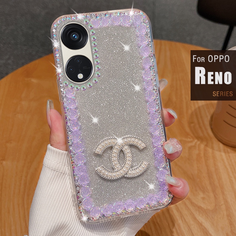 Ốp Điện Thoại Oppo Reno 10 8T 5G 4G Reno 8 7 4G 5G Reno 7Z 8Z 5G Reno 8 Pro 5G Reno 6 5 5G 4G Đính Đá Và Ngọc Trai Giả Cho Ốp Điện Thoại