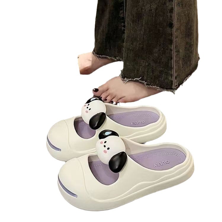 Dép Sandal Đế Xuồng Thoải Mái Họa Tiết Cún Hoạt Hình Dễ Thương Cho Nữ