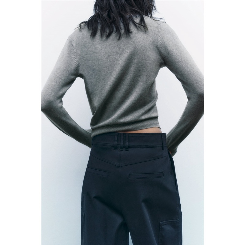 Áo Dệt Kim Tay Dài Cổ Chữ V Màu Trơn Thời Trang ZARA Cao Cấp Cho Nữ 1509125