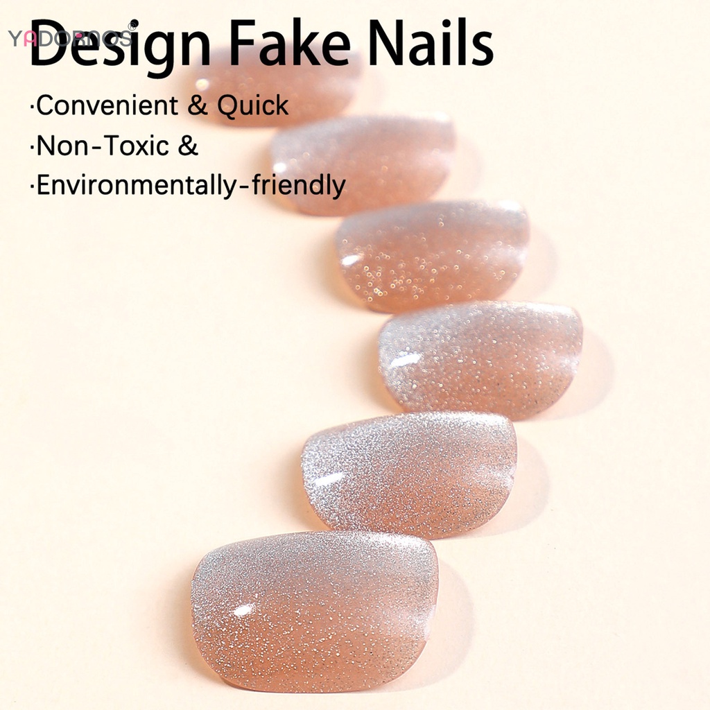 YADORNOS Móng Tay Giả Hình Mắt Mèo Lấp Lánh Cho Nữ