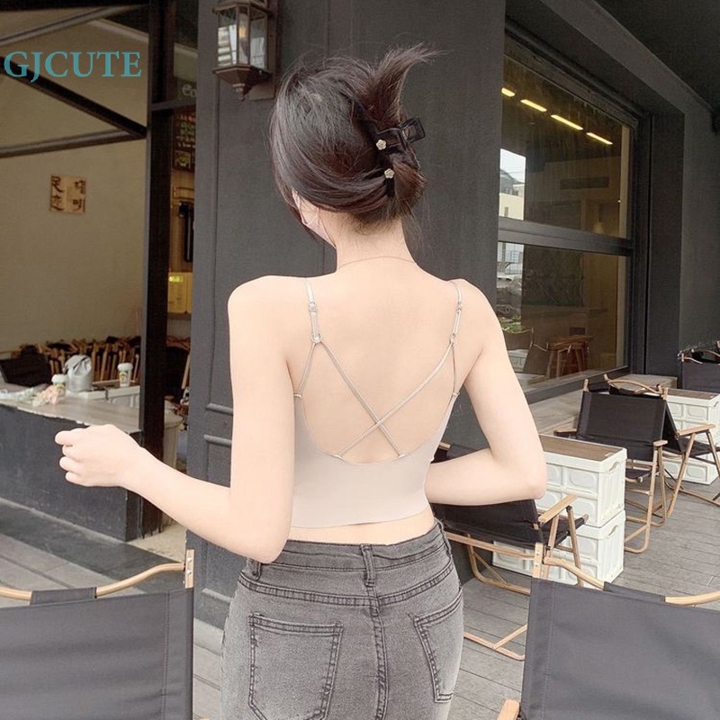 Áo Hai Dây Mỏng Mùa Hè Màu Trơn Có Đệm Ngực Gợi Cảm Cho Nữ