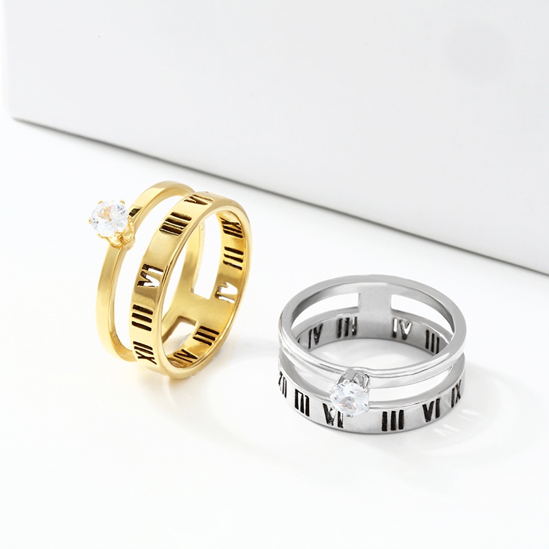 Nhẫn Thép Titan Đính Đá zircon Thời Trang Mới Cho Nữ