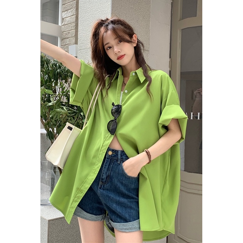 Áo Sơ Mi Chống Nắng Tay Ngắn Dáng Rộng Thiết Kế Mới Năng Động Thời Trang Dành Cho Nữ