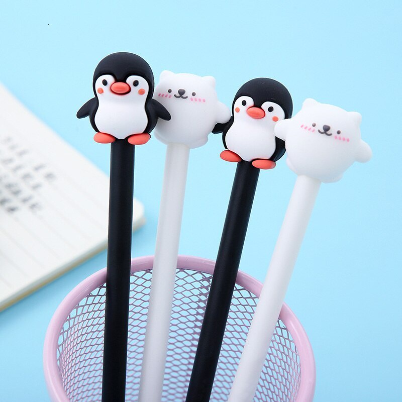 1 Cây Bút Gel Silicon Hình Chim Cánh Cụt Hoạt Hình