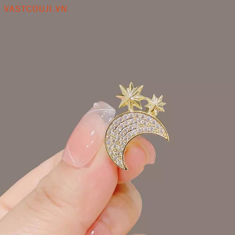 Ghim Cài Áo Hình Trăng Sao Đính Đá Thanh Lịch Cho Nữ
