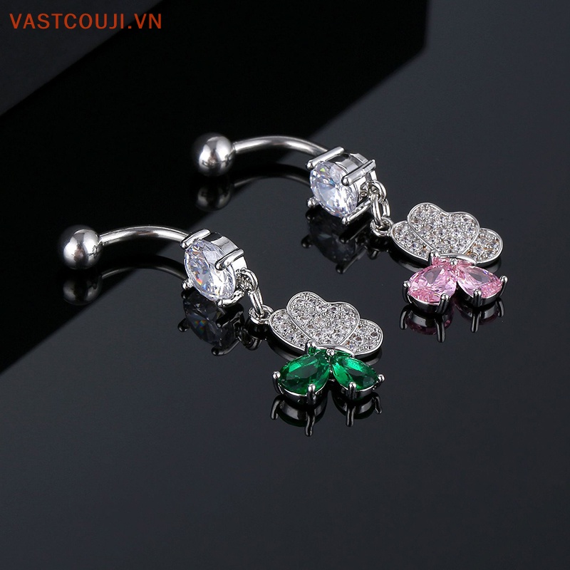 Khuyên Rốn Hình Bướm Bằng Thép Không Gỉ Đính Đá Zircon Thời Trang Cho Nữ