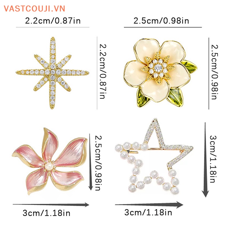 Ghim Cài Áo Hình Hoa / Ngôi Sao Bằng Kim Loại Chống Lóa Thời Trang Cho Nữ