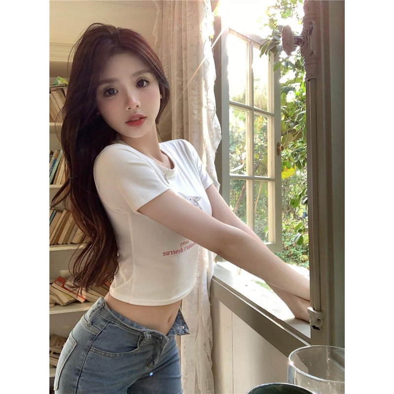 Áo Baby Tee Thun Croptop Nữ Ngắn Tay In Hình Thỏ Phong Cách Mới Cho Nữ