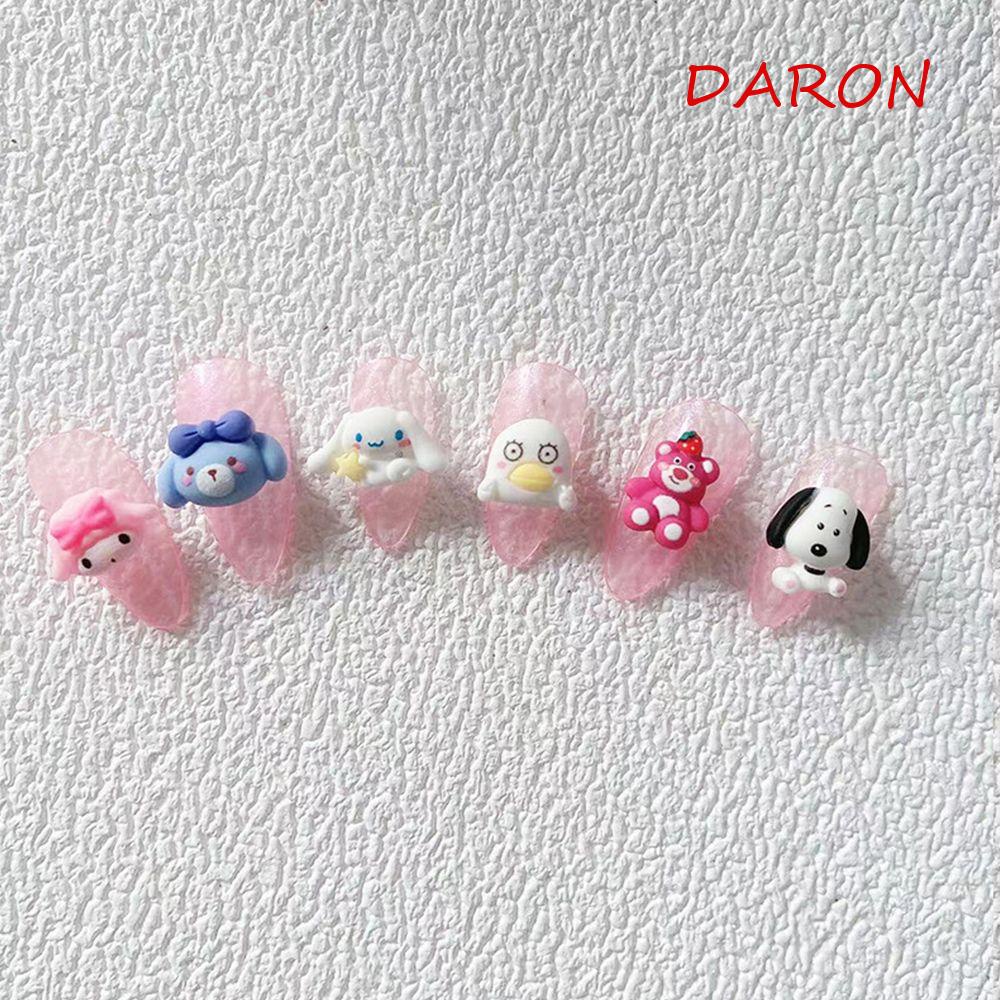 DARON Bộ Phụ Kiện Trang Trí Móng Tay Hình Gấu Thỏ Hoạt Hình Dễ Thương