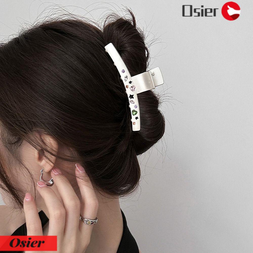 OSIER1 Kẹp Tóc Hình Cá Mập Bằng Kim Loại Nhám Nhiều Màu Sắc Đơn Giản Cho Nữ