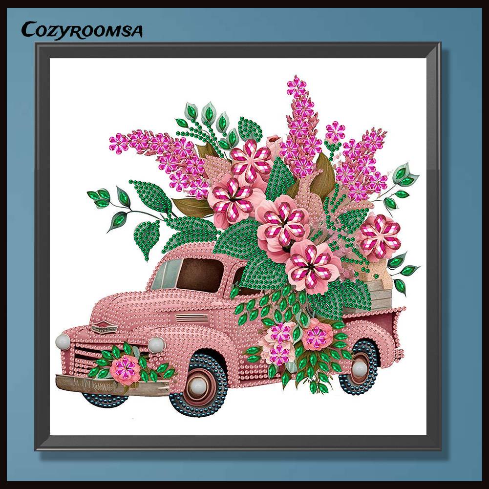 Bộ Tranh Đính Đá 5D Họa Tiết Xe Hơi Phong Cách Vintage Độc Đáo DIY Dùng Trang Trí