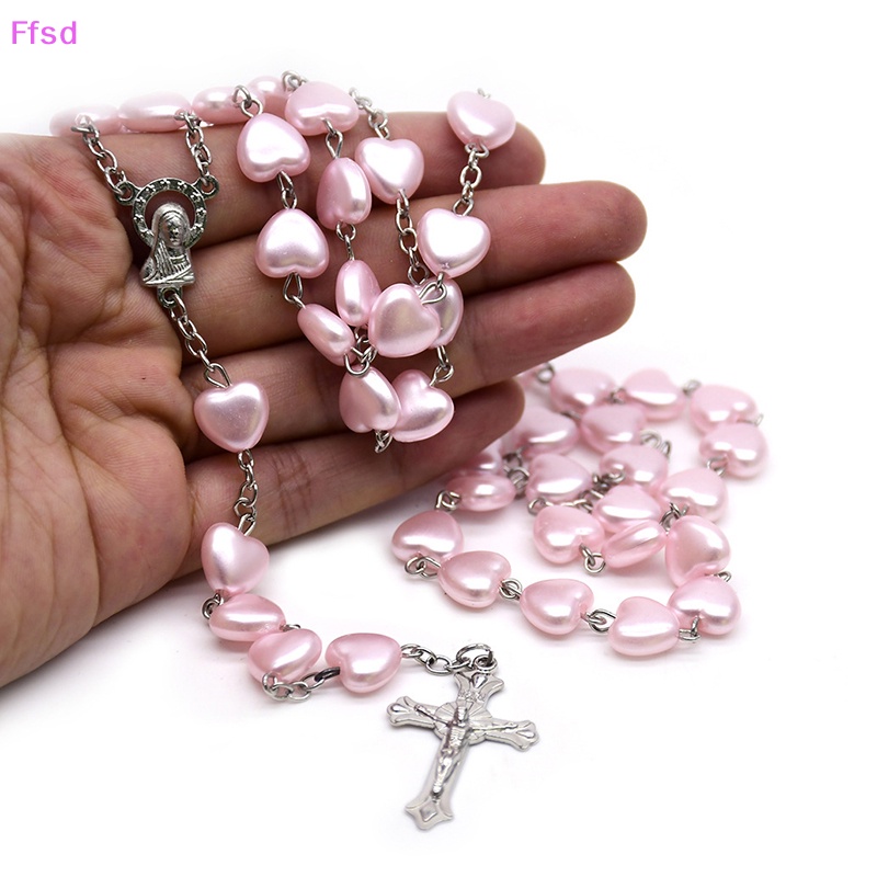 {Ffsd} Vòng cổ Chuỗi Hạt Hình Thánh Giá Màu Hồng Thời Trang Làm Quà Tặng Tôn Giáo