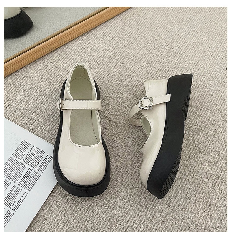 Giày Da Đế Dày Phong Cách retro Pháp Cho Nữ