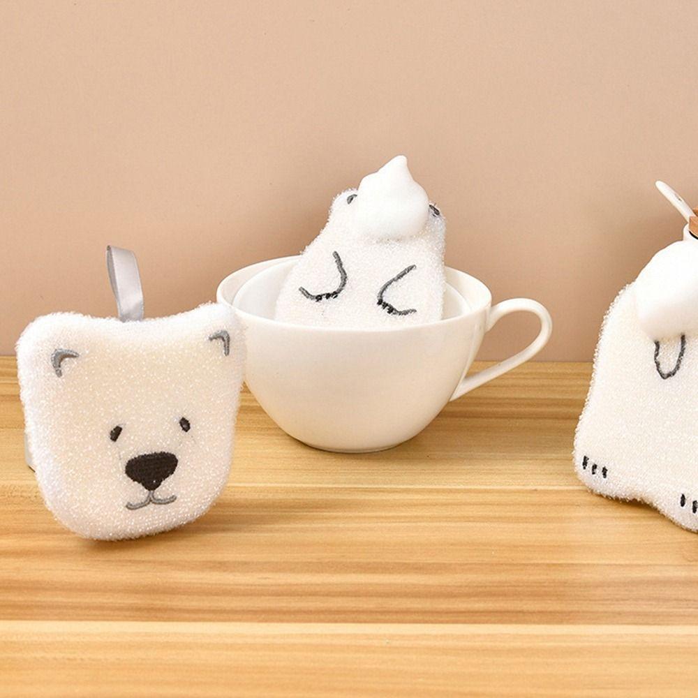 GLENES Set 4 Khăn Lau Chén Dĩa Bằng Bọt Biển Dày Dặn Thấm Hút Nước Không Có Thể Tái Sử Dụng Họa Tiết Hoạt