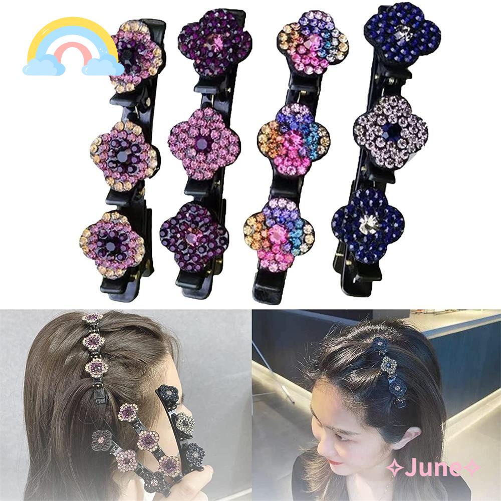 JUNE Bộ 4 Kẹp Tóc Vải Satin Thời Trang Dành Cho Nữ