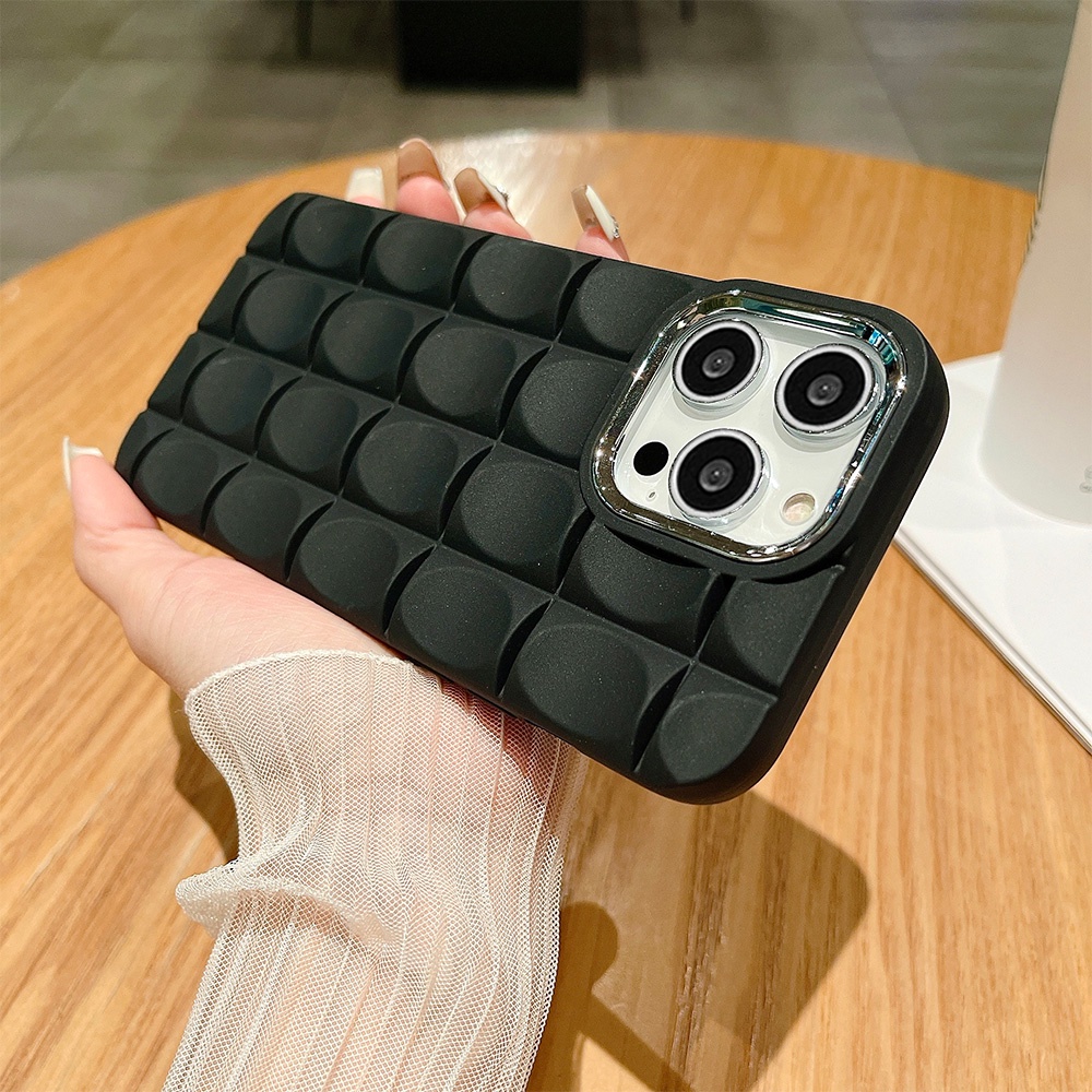 Ốp Điện Thoại TPU Dẻo Họa Tiết Kẻ Sọc 3D Màu Trơn Sang Trọng Chống Sốc Cho IPhone 11 12 13 14 Pro Max