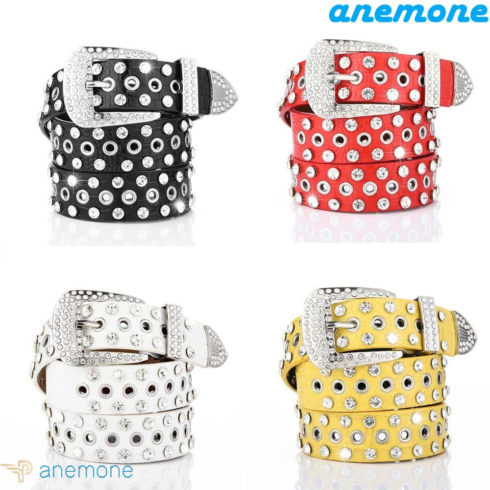 ANEMONE Thắt Lưng Da PU Đính Đá Phong Cách Lolita Vintage Harajuku Hàn Quốc Cho Nam Nữ Y2K