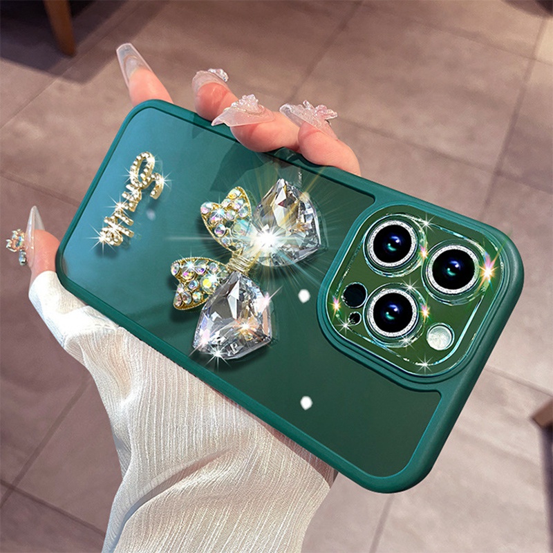 Ốp Điện Thoại Cứng Chống Rơi Hình Bướm Đính Đá Lấp Lánh Cho iPhone 11 13 Pro 14 Pro max 12pro max 11pro max