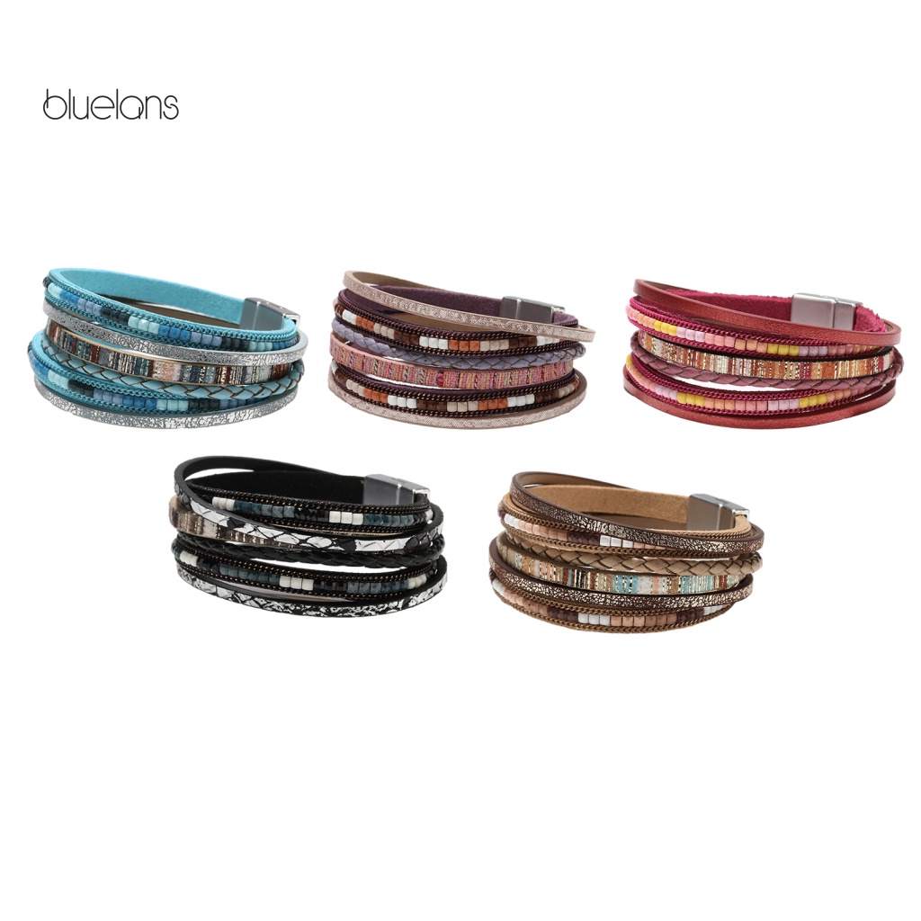 Vòng Tay Da Nhiều Sợi Phong Cách Bohomian Cho Nữ