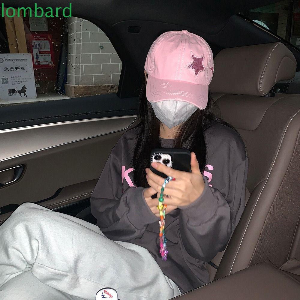 LOMBARD Mũ Lưỡi Trai Đính Kim Tuyến Lấp Lánh Thời Trang Hàn Quốc