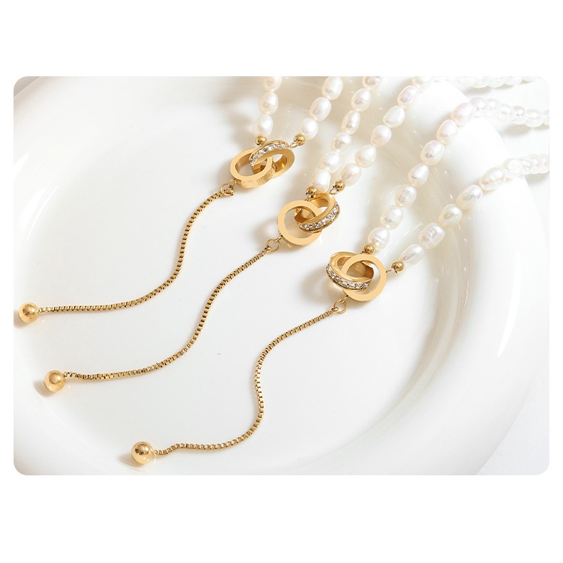 Vòng cổ Đeo Thắt Lưng Bằng Thép Titan Đính Hạt Ngọc Sang Trọng Cho Nam Nữ