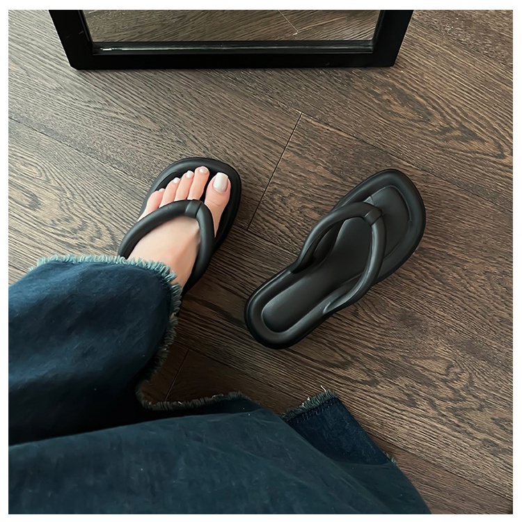 Luyoo17  Đế Dày 5cm dép bánh mì  Chống Trượt Thời Trang Mùa Hè Mới Cho Nữ