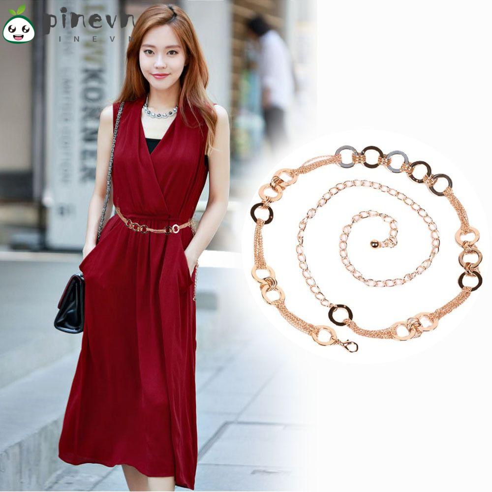 PINEVN Thắt Lưng Dây Xích Bằng Kim Loại Thanh Lịch Trang Trí Đầm Jean