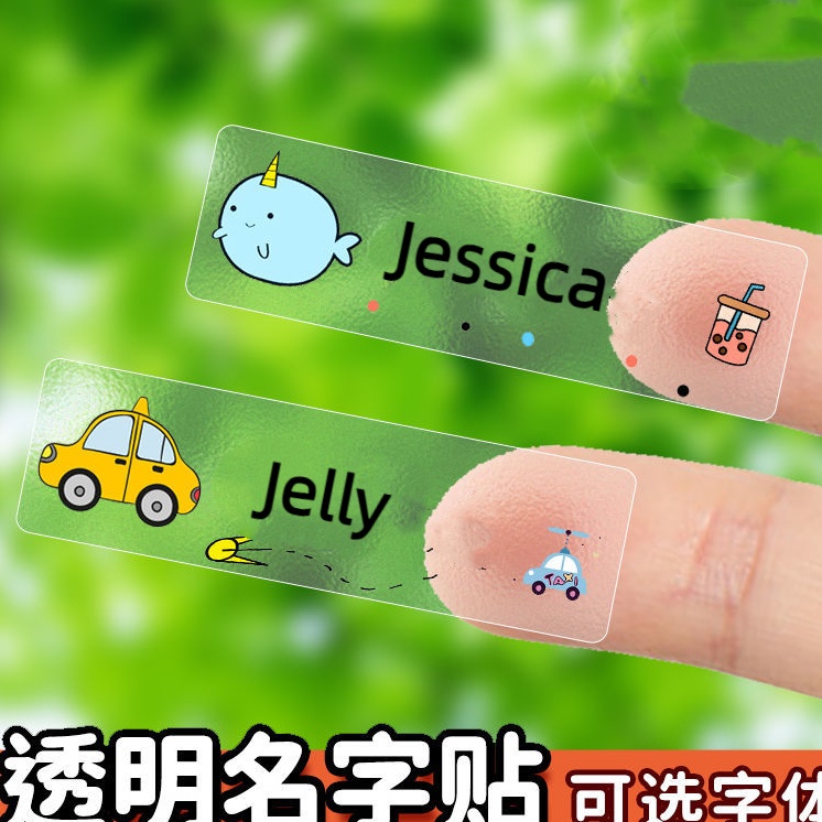 Nhãn Dán Ghi Tên Bằng PVC Trong Suốt In Họa Tiết Hoạt Hình Chống Thấm Nước Cho Học Sinh Mẫu Giáo