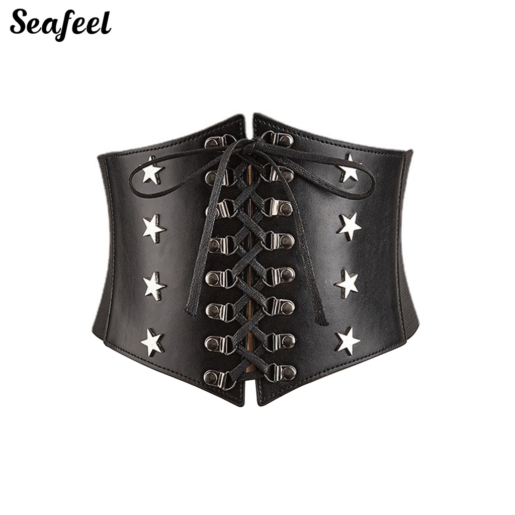 Thắt Lưng Da Phối Ren Bản To Điều Chỉnh Được Thời Trang