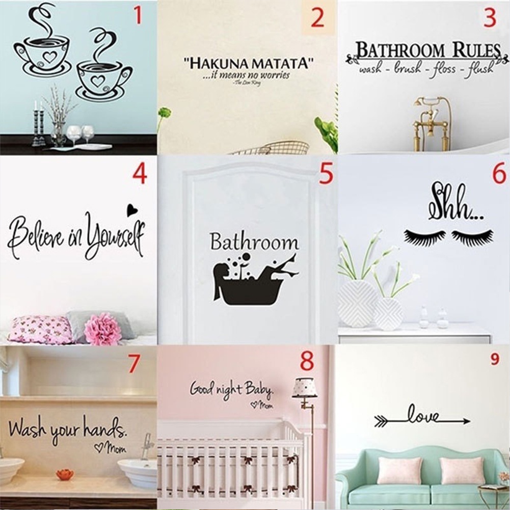 Miếng Dán Trang Trí Tường Bằng PVC Chống Thấm Nước In Chữ Tiếng Anh Độc Đáo