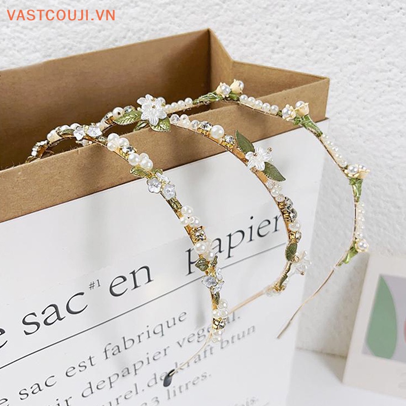 Băng Đô Cài Tóc Đính Hạt Ngọc Trai Và Hoa Bằng Hợp Kim Phong Cách Hàn Quốc Cho Nữ