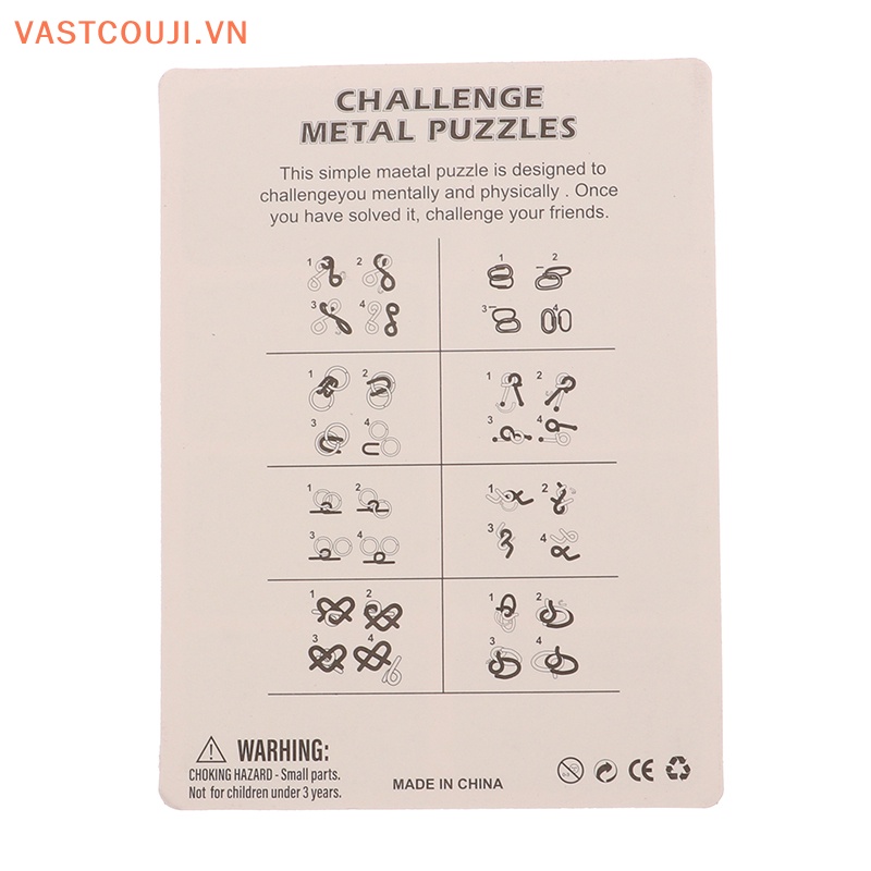 Bộ 8 Món Đồ Chơi Xếp Hình VASTJI Bằng Kim Loại Độc Đáo Cho Trẻ Em Và Người Lớn