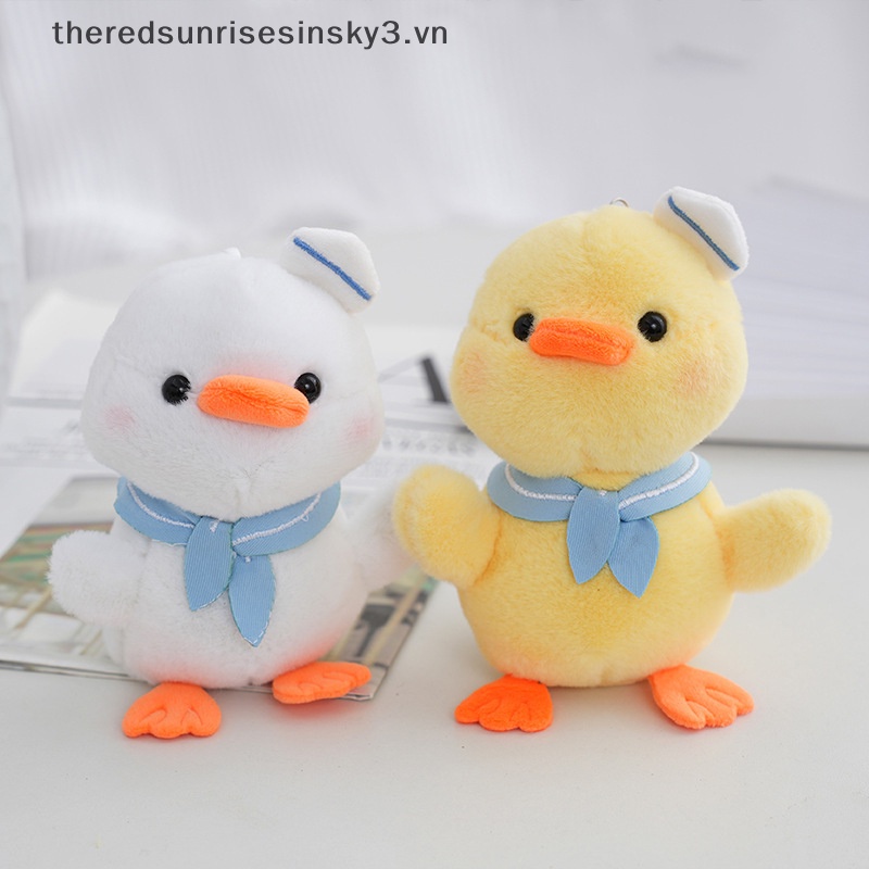 Móc Khóa Hình Chú Vịt Đội Mũ Thủy Thủ Mặt Trăng Nhồi Bông Mềm Dễ Thương