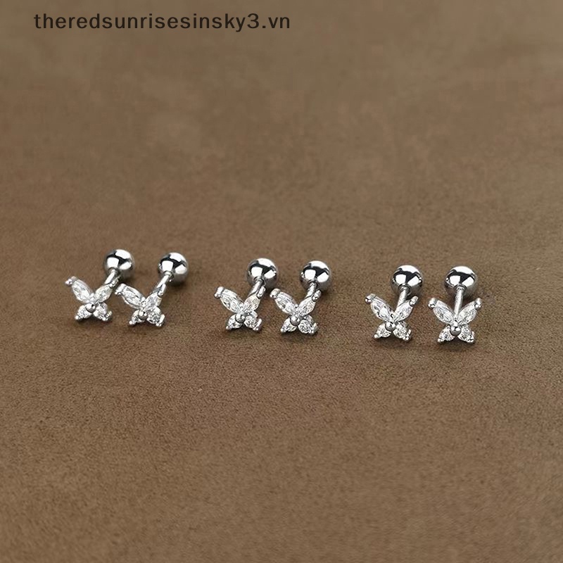 1 Đôi Bông Tai Hình Bươm Bướm Đính Đá Zircon Thời Trang Dành Cho Nữ