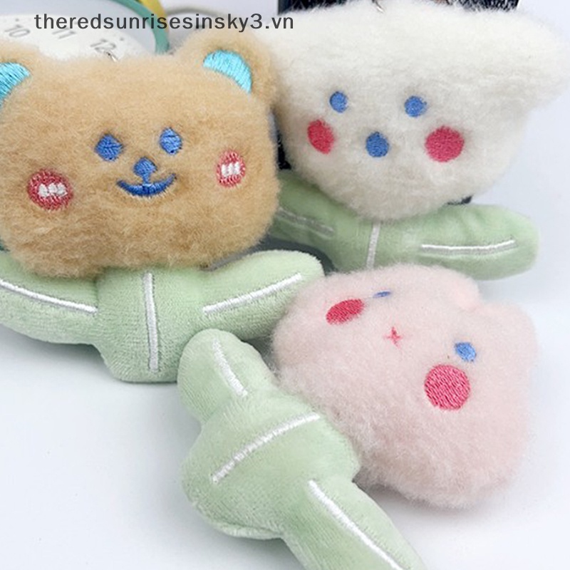 Móc Khóa Hình Gấu / Thỏ Hồng 3D Phủ Lông Sáng Tạo Dễ Thương