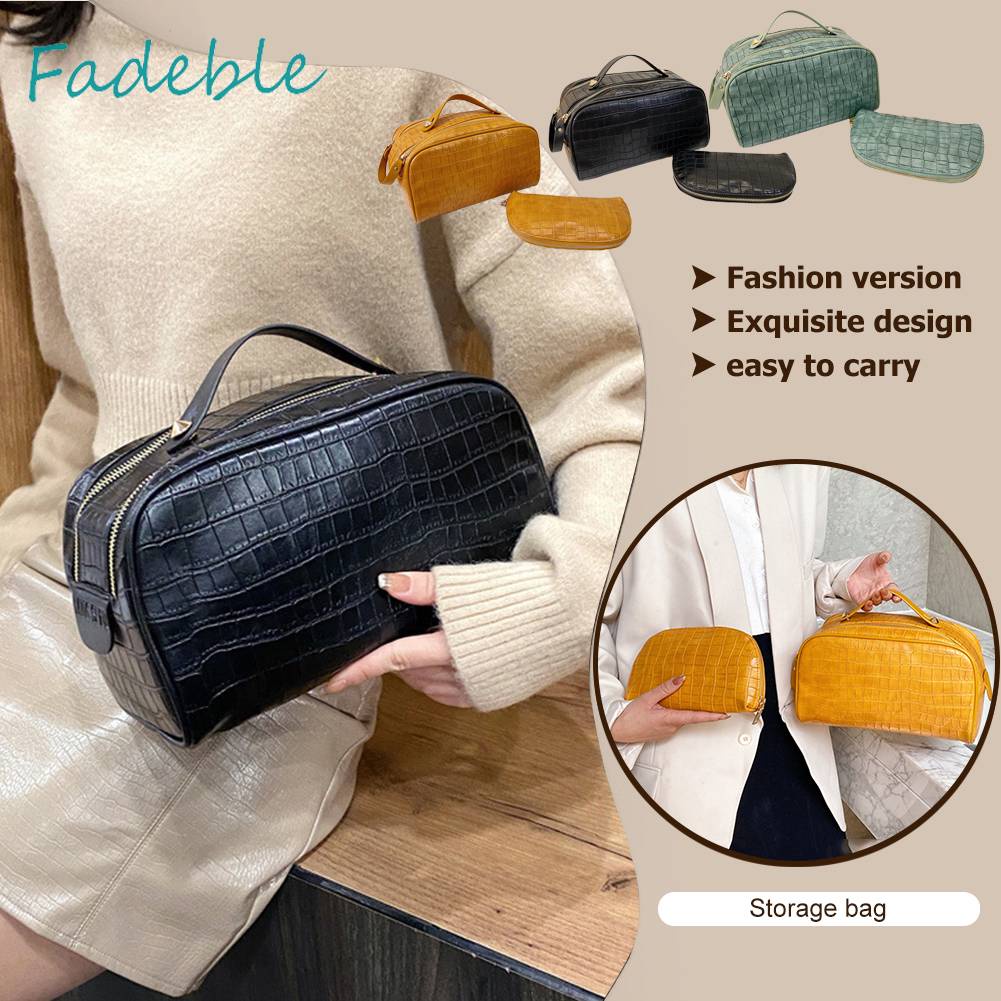 Set 2 Túi Đựng Mỹ Phẩm Bằng PU Sức Chứa Lớn Tiện Dụng Cho Nữ